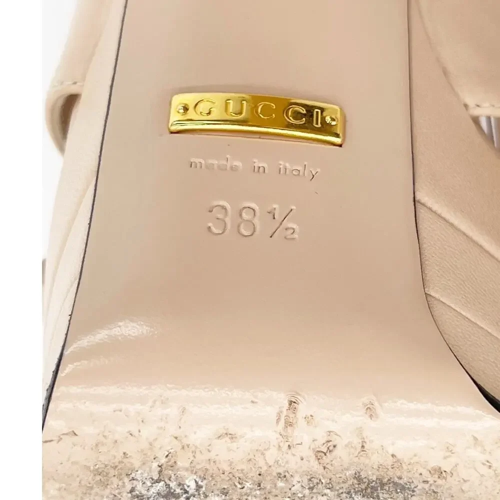 Gucci Angel Light Pink Leather Crisscross GG Platform High Heel Sandals IT 38.5